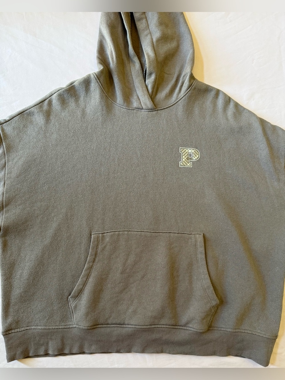 PINK Brown-Gray Hoodie with Chest 'P' Logo